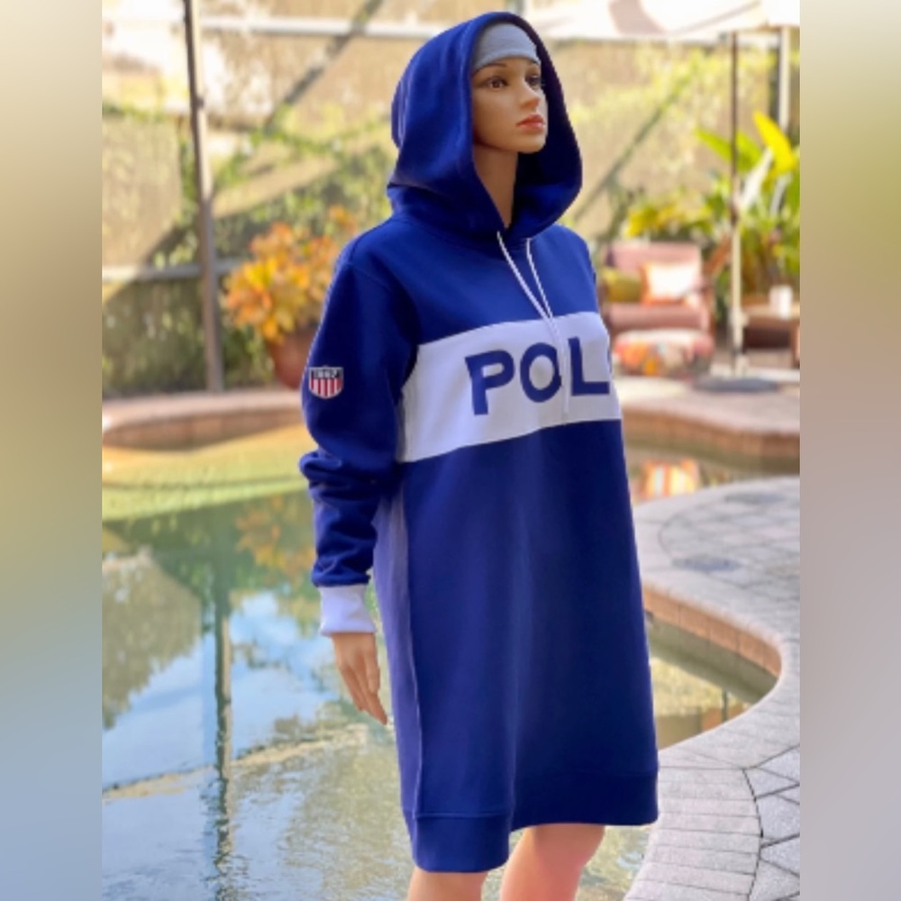 Polo Ralph Lauren Women Polo Logo Colorblock Fleece Hoodie Dress